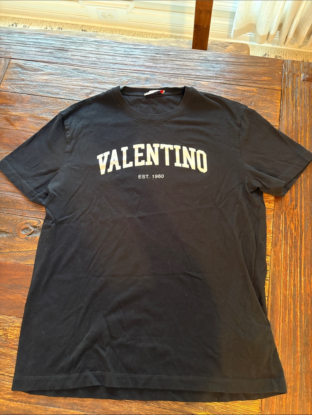 Valentino Black Short-Sleeve Logo Tee with White Lettering